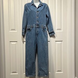Zara Blue Denim Long Sleeve Jumpsuit Size Small